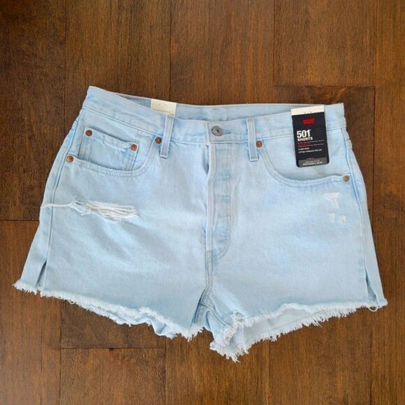 Levi's 501 Denim Shorts High Rise Button Fly Luxor 32 NEW - Picture 1 of 9
